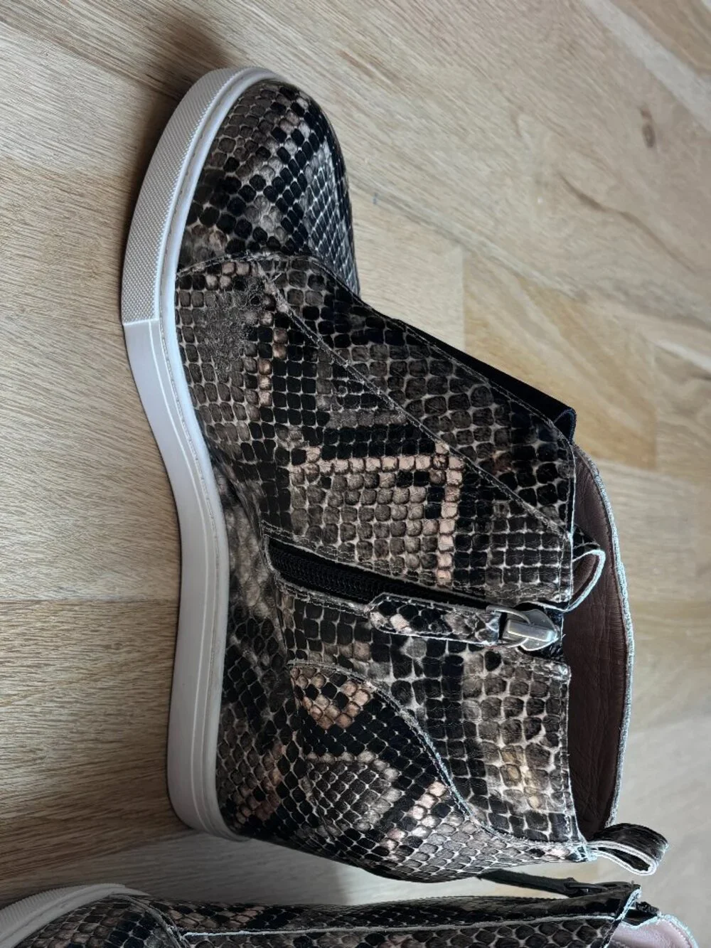 Linea Paolo Hidden Wedge Heel Snake Print Sneakers